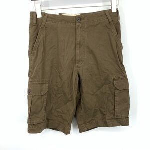 Perry Ellis Men Size‎ 30 Shorts Brown Canvas Cotton Cargo Relaxed Fit 11"